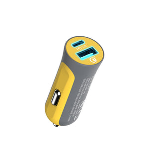 X2PD Compact & Fast Dual Car Charger with 30W USB-C PD - Yellow - RapidX
