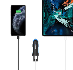 X2PD Compact & Fast Dual Car Charger with 30W USB-C PD - Blue - RapidX