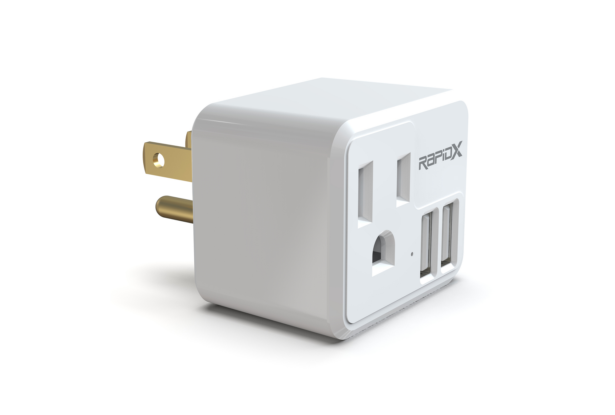 PowX-2 Wall Outlet with 2 USB Ports by RapidX White - RapidX