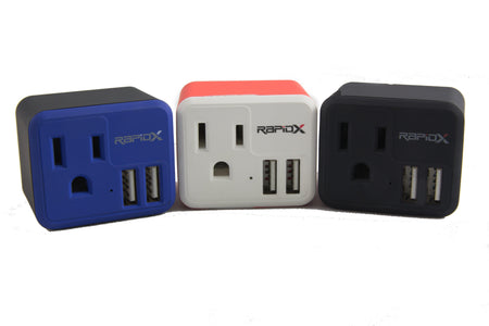 PowX-2 Wall Outlet with 2 USB Ports by RapidX White - RapidX